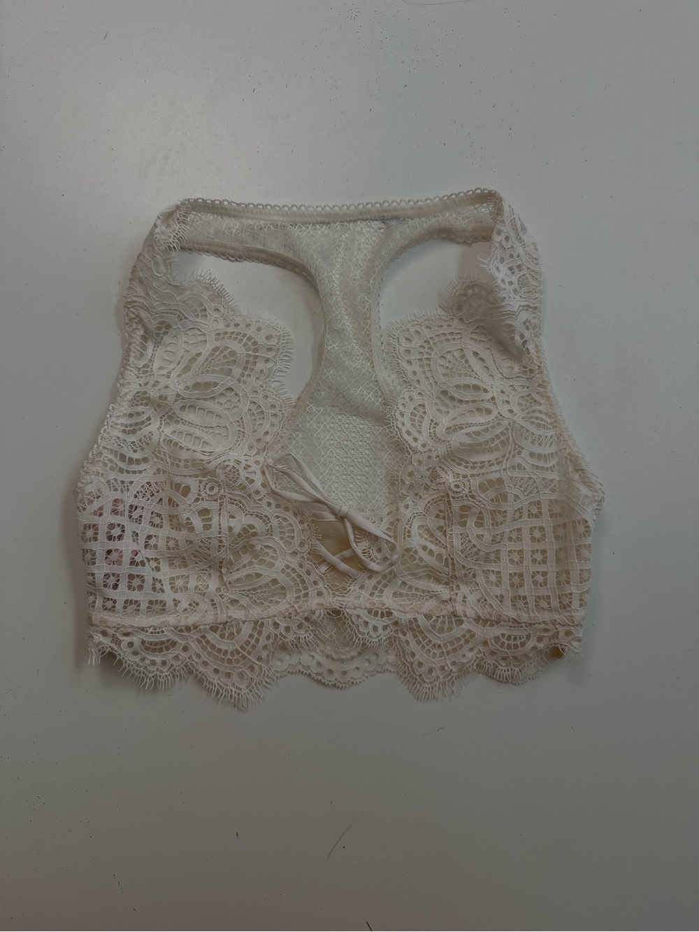 Victorias Secret Dream Angels Bralette Floral Lace Corset Unlined Ivory Cream